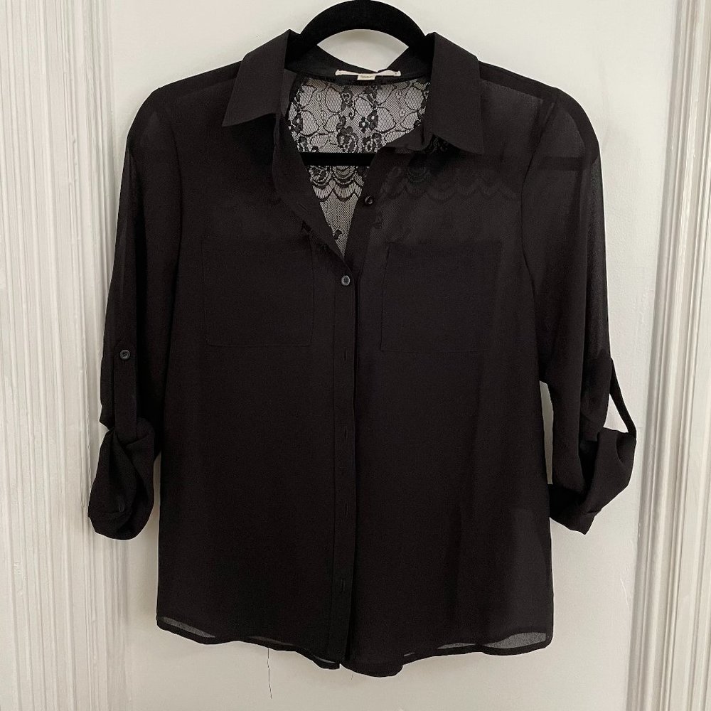 Black Floral Lace Blouse